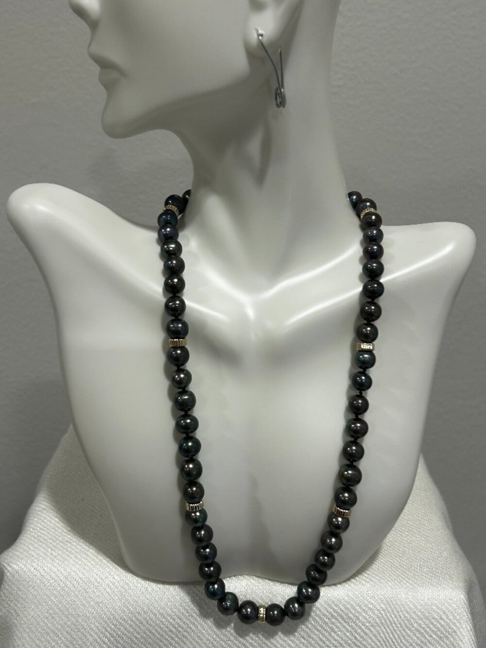 9mm Natural Freshwater South Sea Gray Pearl Necklace 18''Yellow Gold Plate Clasp